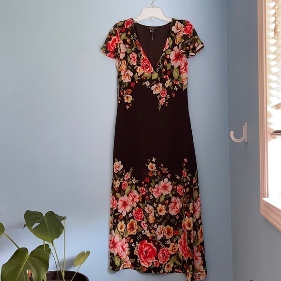 𝅺new Forever 21 Black Floral Maxi Dress - Picture 1 of 8